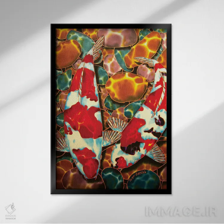 تابلو دکوراتیو کوی در برکه سنگ ریزه ای اثر دنیل ژان-باپتیست - نمای قابدار مشکی