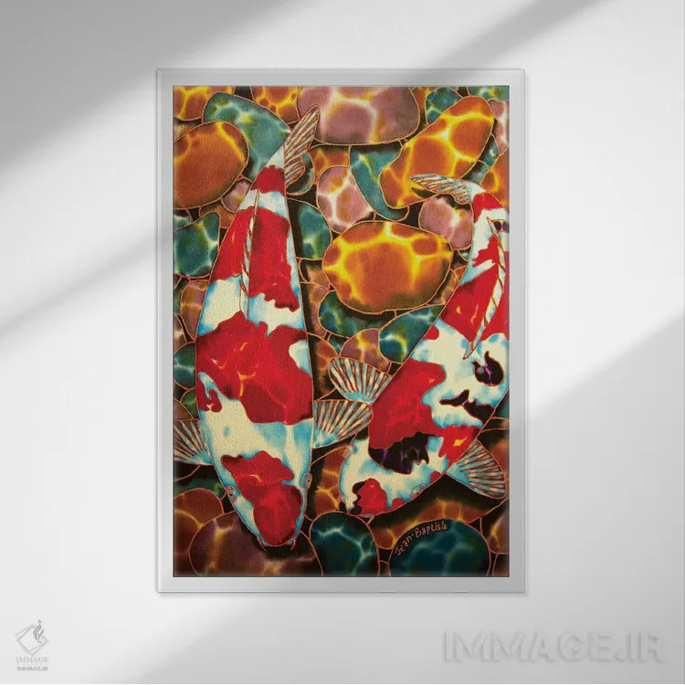 تابلو دکوراتیو کوی در برکه سنگ ریزه ای اثر دنیل ژان-باپتیست - نمای قابدار سفید