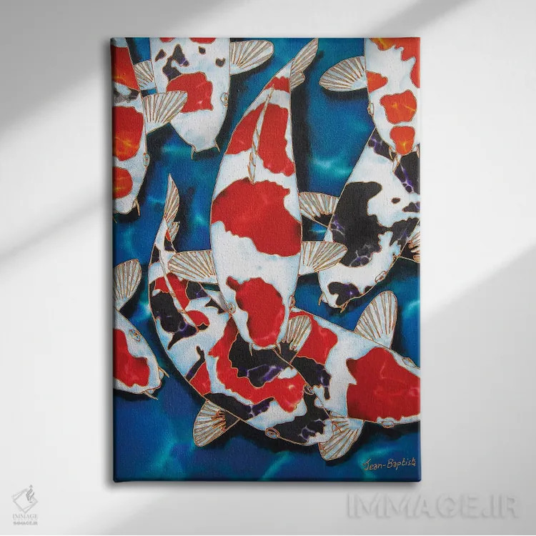 تابلو دکوراتیو ۸ ماهی کوی اثر دنیل ژان-باپتیست - نمای روبهرو روی دیوار