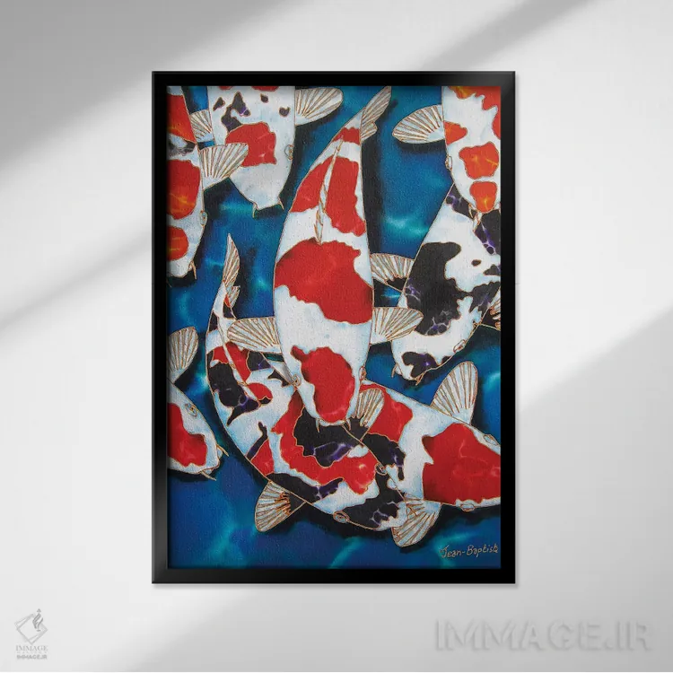 تابلو دکوراتیو ۸ ماهی کوی اثر دنیل ژان-باپتیست - نمای قابدار مشکی