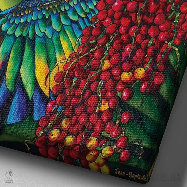 تابلو دکوراتیو پرنده بهشت سن لوسیا اثر دنیل ژان-باپتیست - نمای نزدیک بافت بوم