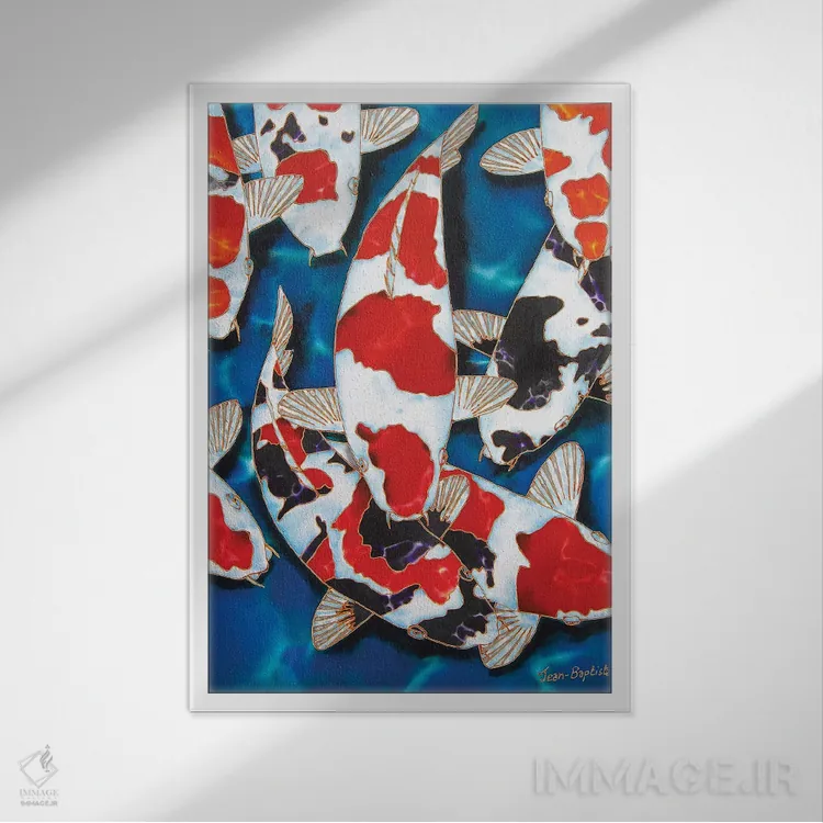 تابلو دکوراتیو ۸ ماهی کوی اثر دنیل ژان-باپتیست - نمای قابدار سفید