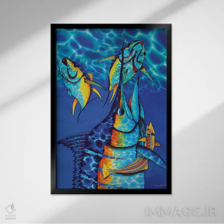 تابلو دکوراتیو شارژ آبی اثر دنیل ژان-باپتیست - نمای قابدار مشکی