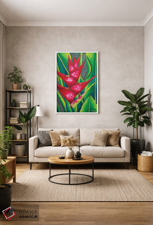 تابلو دکوراتیو هلکونیای قرمز اثر دنیل ژان-باپتیست - D1W