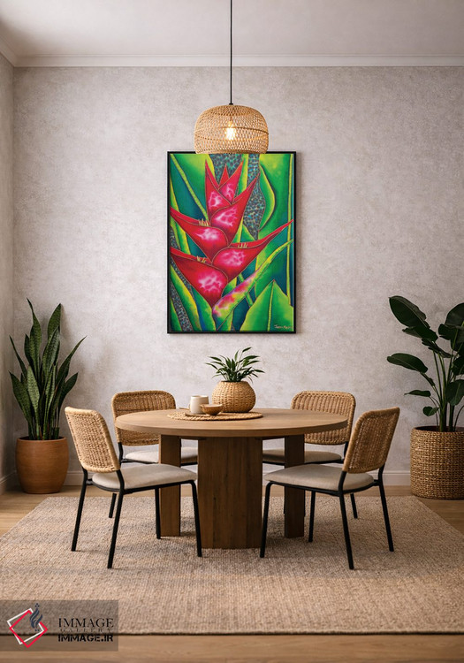 تابلو دکوراتیو هلکونیای قرمز اثر دنیل ژان-باپتیست - D5B