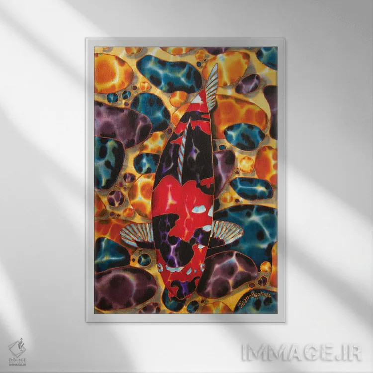 تابلو دکوراتیو کوی در برکه سنگی اثر دنیل ژان-باپتیست - نمای قابدار سفید