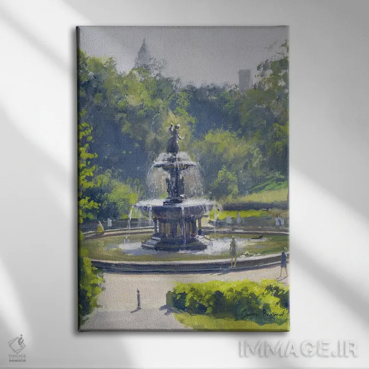 تابلو کلاسیک Central Park, 1996,فواره بتسدا، سنترال پارک، ۱۹۹۶ اثر جولیان بارو - نمای روبهرو روی دیوار