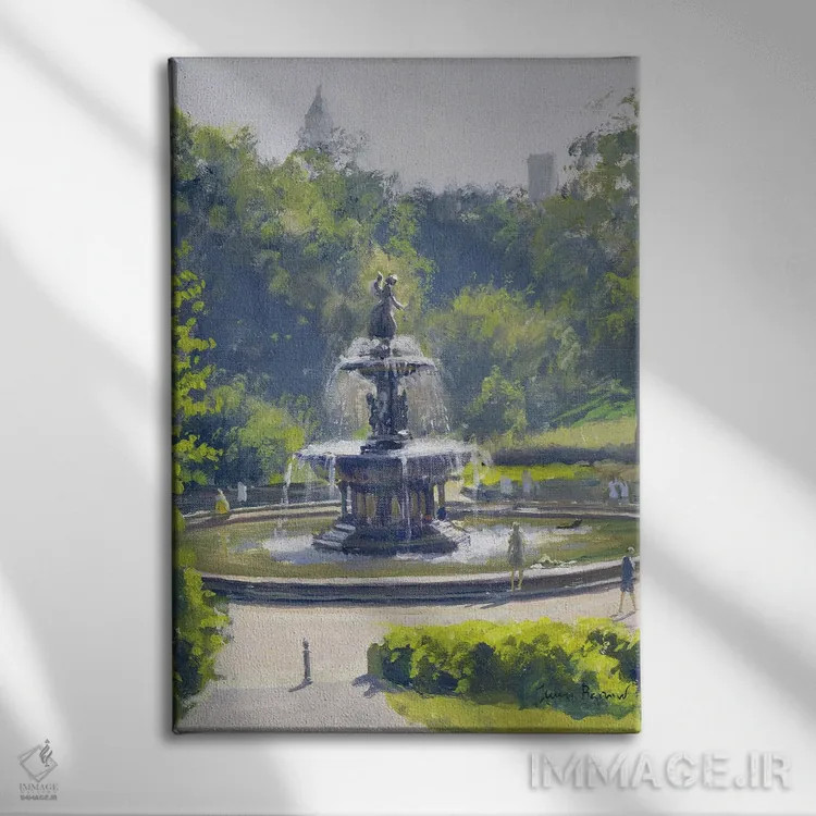 تابلو کلاسیک Central Park, 1996,فواره بتسدا، سنترال پارک، ۱۹۹۶ اثر جولیان بارو - نمای روبهرو روی دیوار