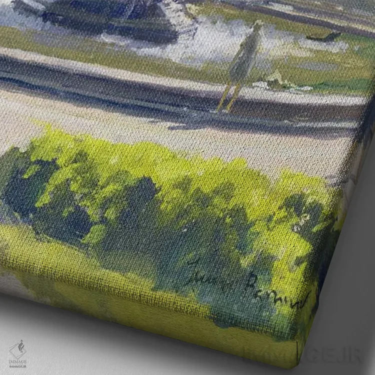 تابلو کلاسیک Central Park, 1996,فواره بتسدا، سنترال پارک، ۱۹۹۶ اثر جولیان بارو - نمای نزدیک بافت بوم