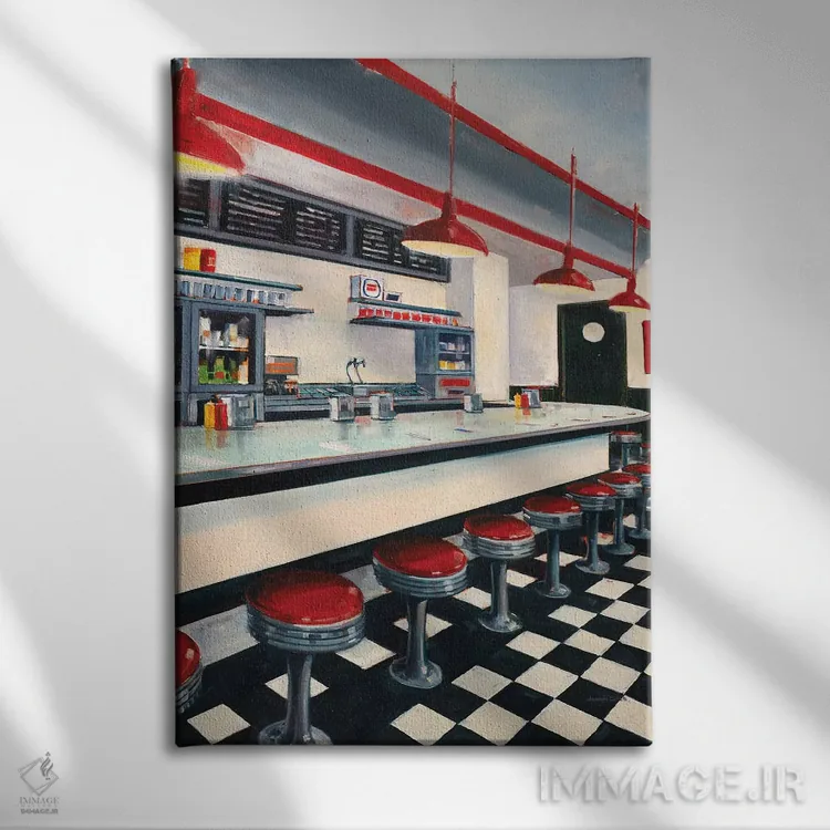 تابلو دکوراتیو رستوران کوچک اثر جوزف کیتس - نمای روبهرو روی دیوار