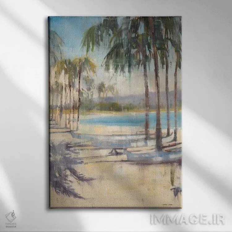تابلو دکوراتیو نخل های ساحلی ۱ اثر جوزف کیتس - نمای روبهرو روی دیوار