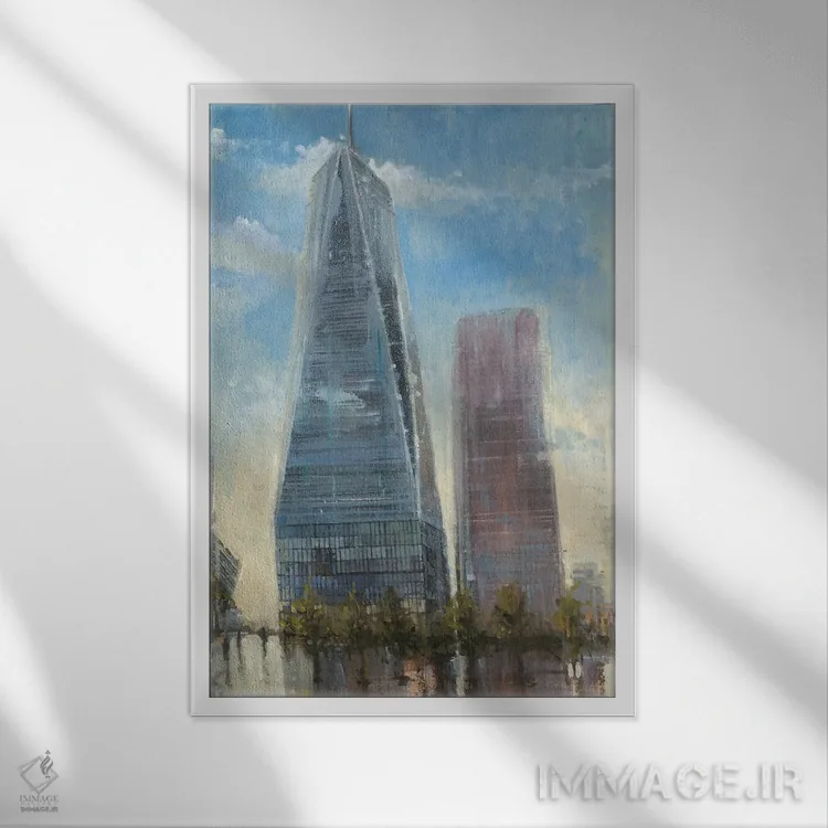 تابلو دکوراتیو برج آزادی اثر جوزف کیتس - نمای قابدار سفید