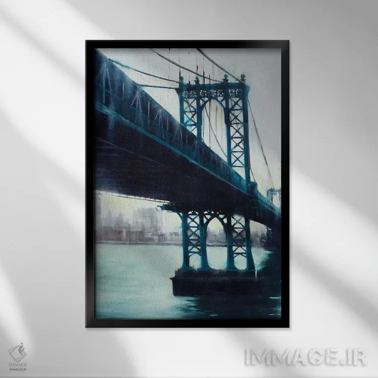 تابلو دکوراتیو عبور از رودخانه اثر جوزف کیتس - نمای قابدار مشکی