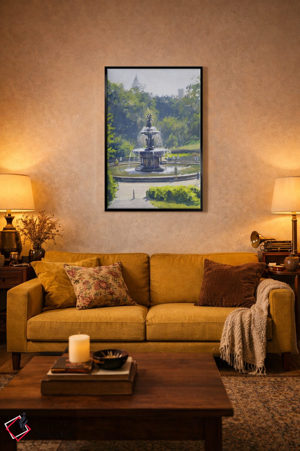 تابلو کلاسیک Central Park, 1996,فواره بتسدا، سنترال پارک، ۱۹۹۶ اثر جولیان بارو - D3B