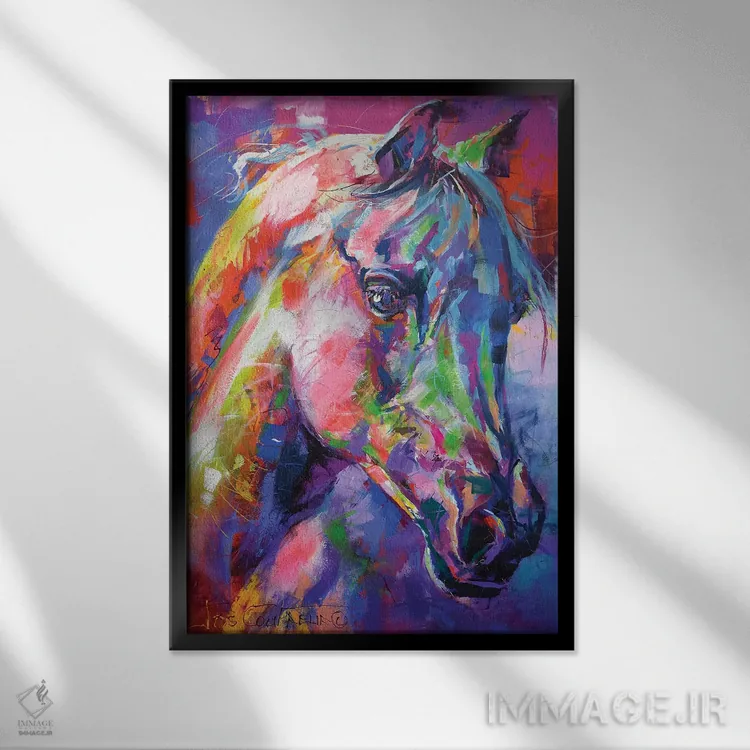 تابلو دکوراتیو اسب اثر ژوس کوفرر - نمای قابدار مشکی