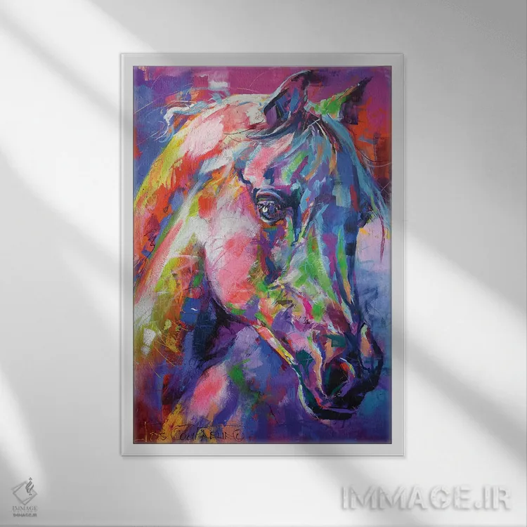تابلو دکوراتیو اسب اثر ژوس کوفرر - نمای قابدار سفید