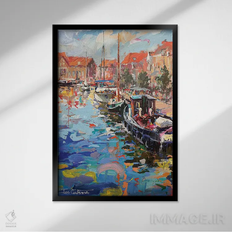 تابلو دکوراتیو انکهویزن، هلند اثر ژوس کوفرر - نمای قابدار مشکی