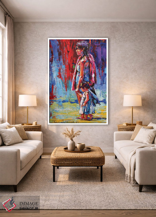 تابلو دکوراتیو قدم زنی در ساحل با مادر اثر ژوس کوفرر - D1W