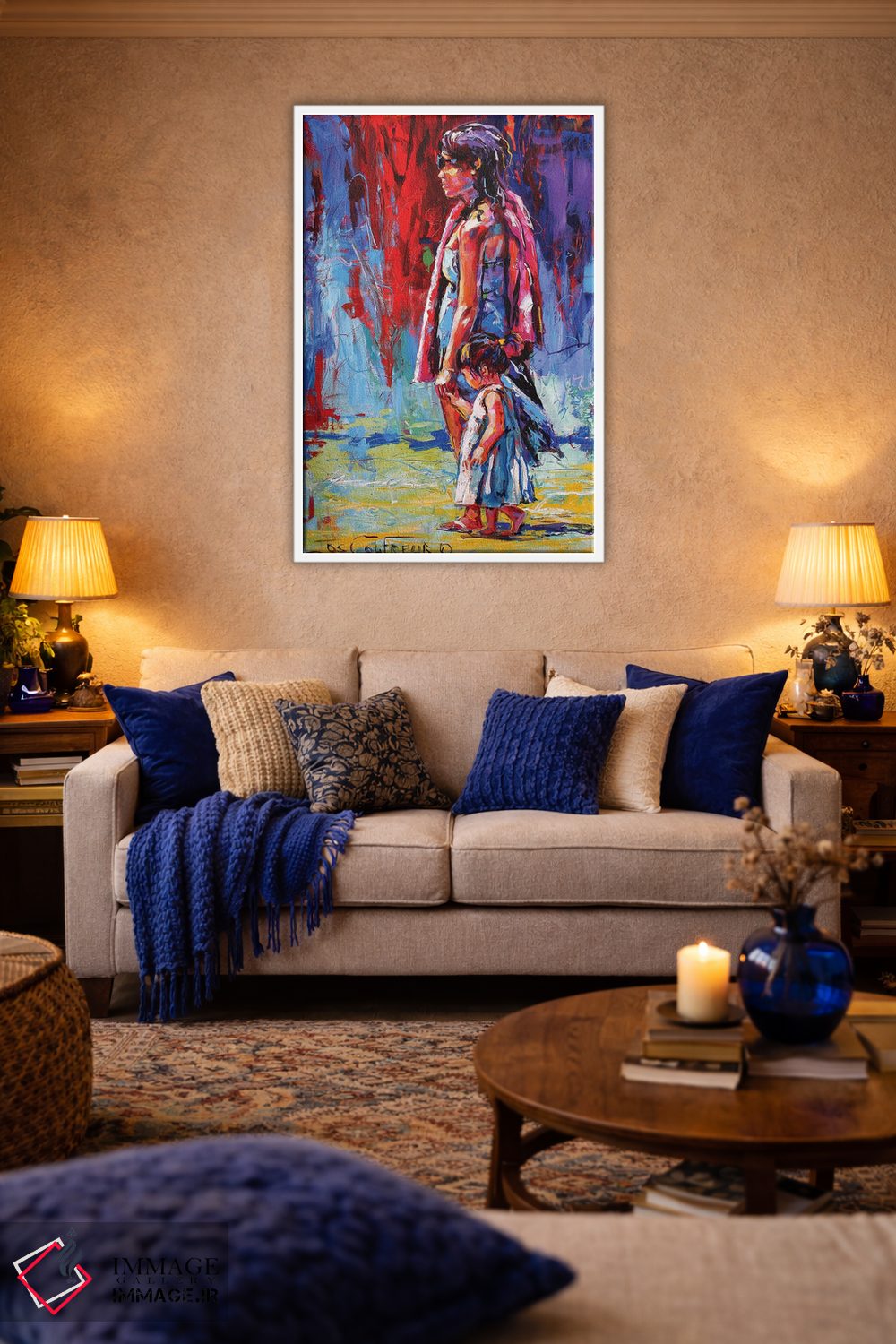 تابلو دکوراتیو قدم زنی در ساحل با مادر اثر ژوس کوفرر - D3W