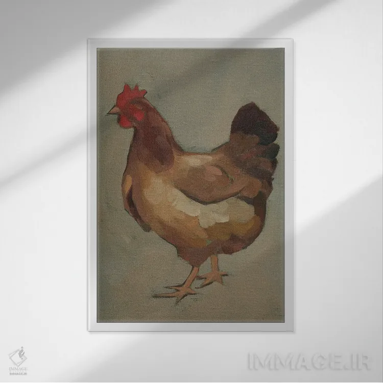 تابلو دکوراتیو مرغ تخم گذار II اثر جیکوب گرین - نمای قابدار سفید
