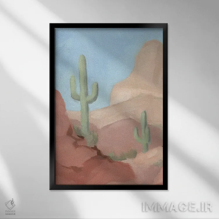 تابلو دکوراتیو ساگواروی آفتابی IV اثر جیکوب گرین - نمای قابدار مشکی