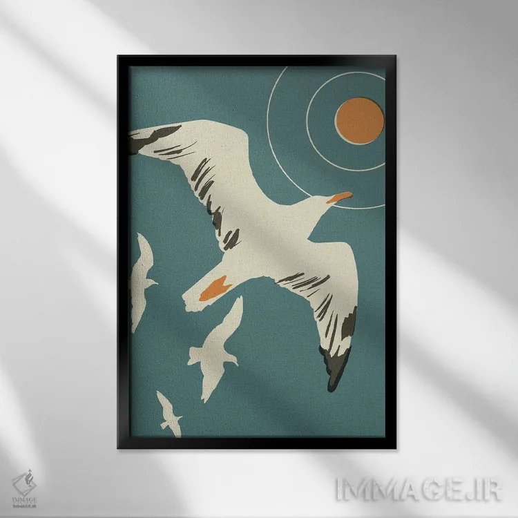 تابلو دکوراتیو چاپ برجسته مرغ دریایی II اثر جیکوب گرین - نمای قابدار مشکی