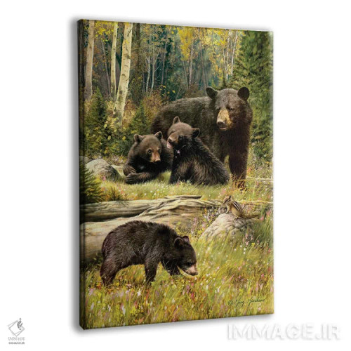 تابلو دکوراتیو خانواده خرس سیاه اثر گرگ جوردانو - نمای پرسپکتیو محصول