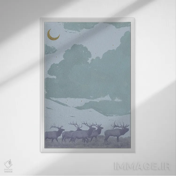 تابلو دکوراتیو گوزن پاپ آرت I اثر جیکوب گرین - نمای قابدار سفید