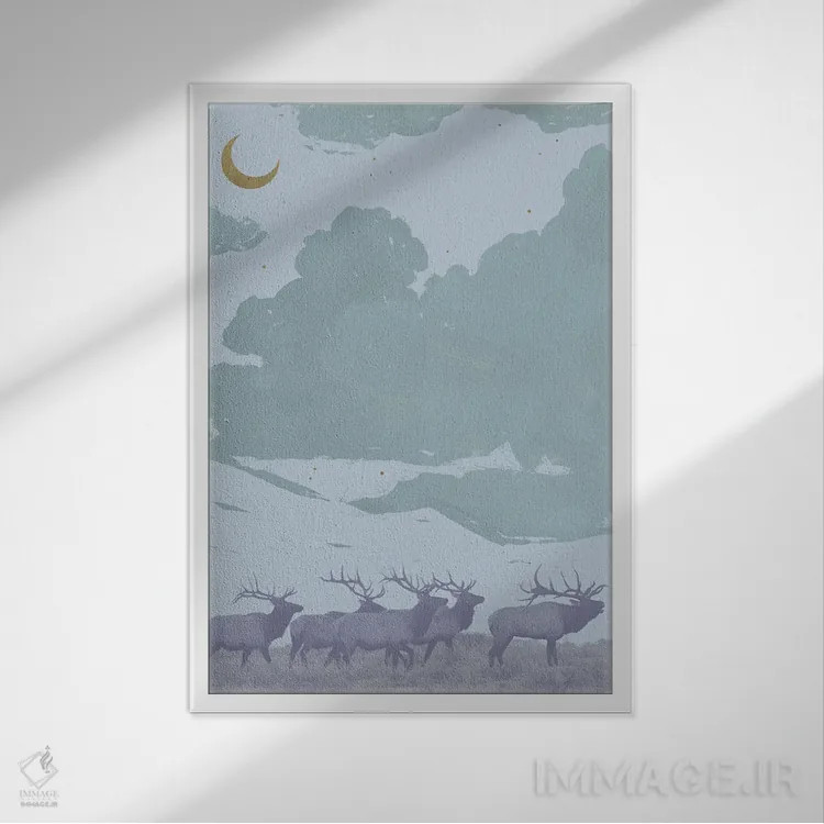 تابلو دکوراتیو گوزن پاپ آرت I اثر جیکوب گرین - نمای قابدار سفید
