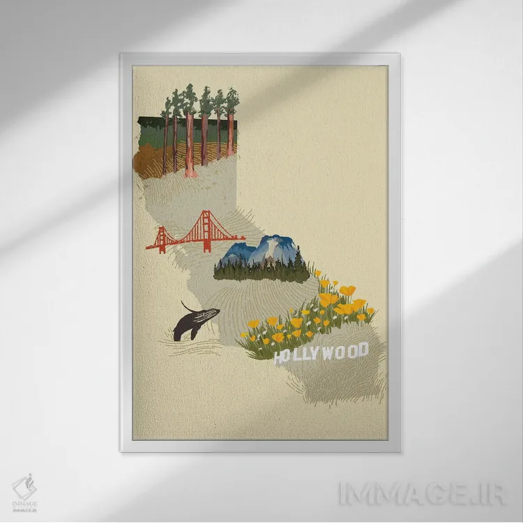 تابلو دکوراتیو ایالت مصور: کالیفرنیا اثر جیکوب گرین - نمای قابدار سفید