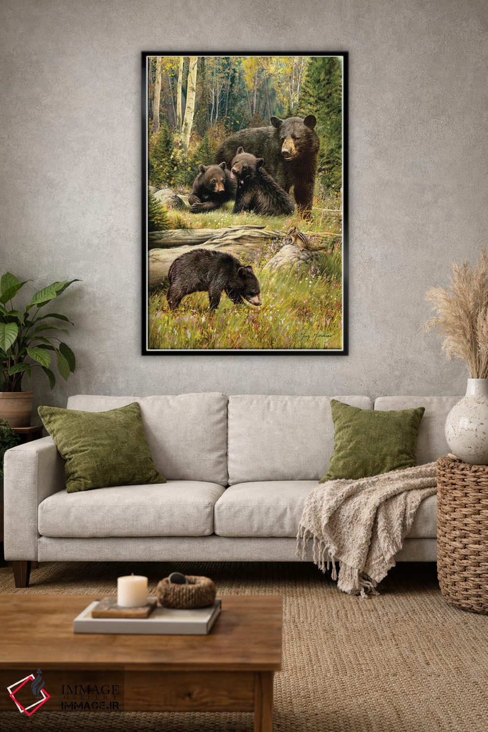 تابلو دکوراتیو خانواده خرس سیاه اثر گرگ جوردانو - D1B