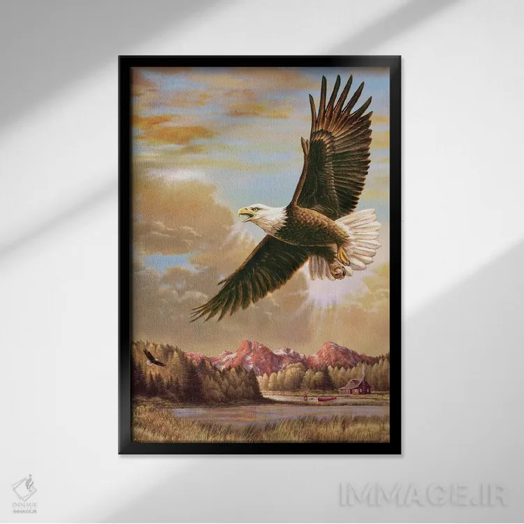 تابلو دکوراتیو در اوج - عقاب اثر گرگ جوردانو - نمای قابدار مشکی