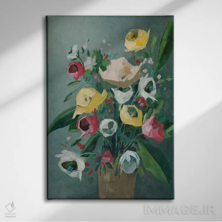 تابلو دکوراتیو گلدان آبی اثر جیکوب کیو - نمای روبهرو روی دیوار