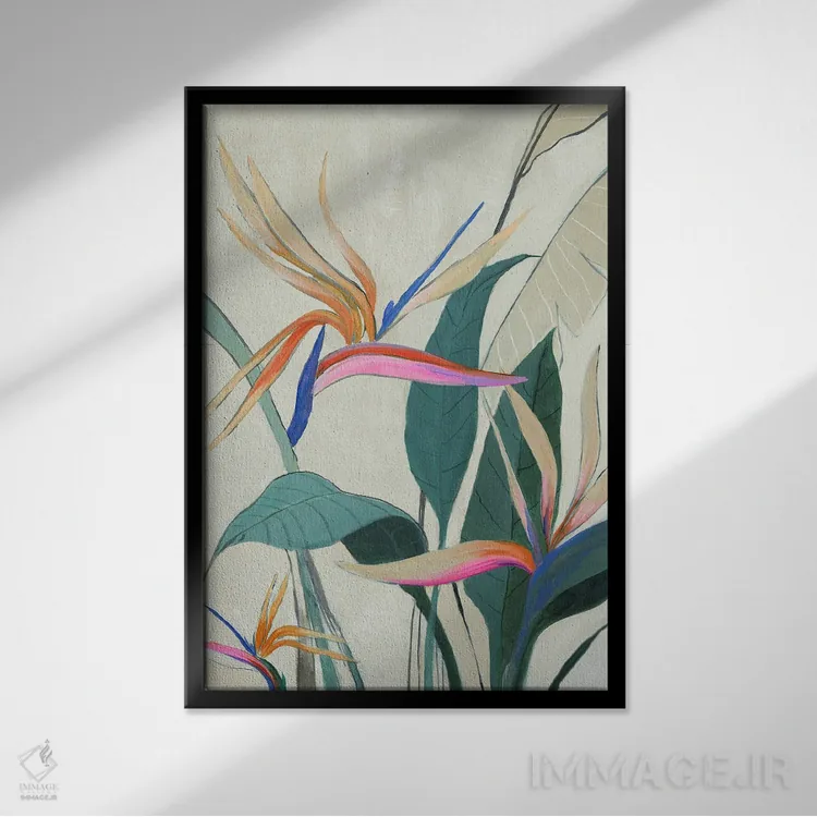 تابلو دکوراتیو شکوه گرمسیری اثر جیکوب کیو - نمای قابدار مشکی