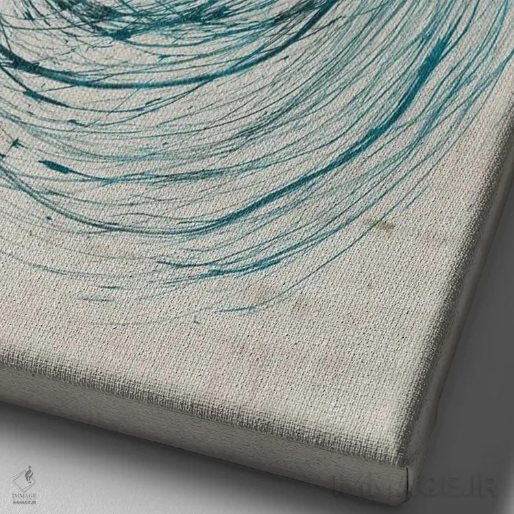 تابلو انتزاعی چرخش های سبزآبی اثر جیکوب کیو - نمای نزدیک بافت بوم