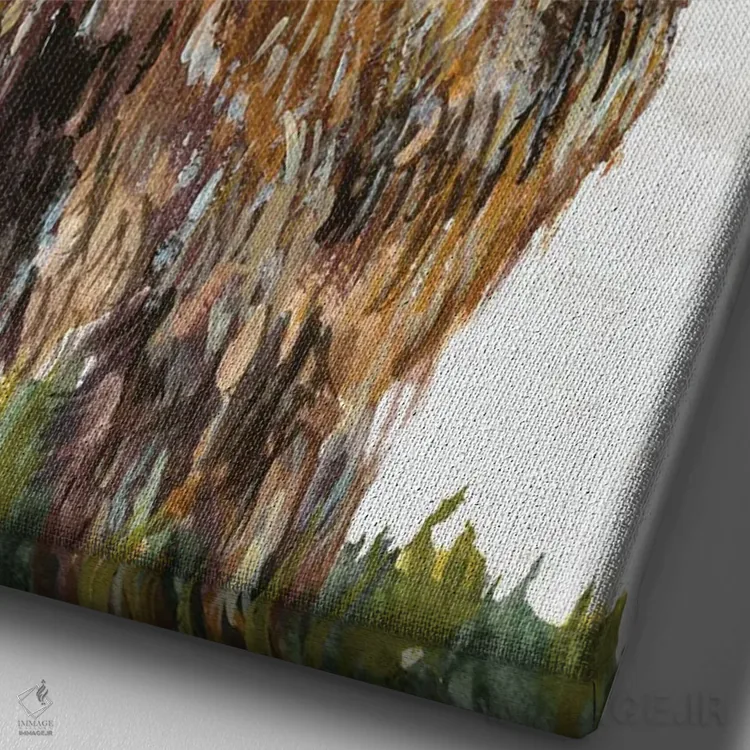 تابلو مدرن گاو قهوه ای مناطق مرتفع اثر جیکوب کیو - نمای نزدیک بافت بوم