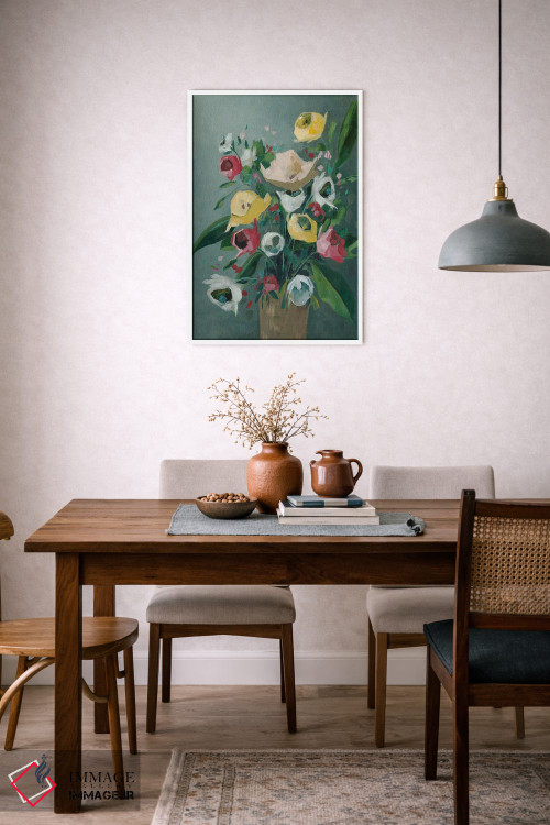 تابلو دکوراتیو گلدان آبی اثر جیکوب کیو - D5W