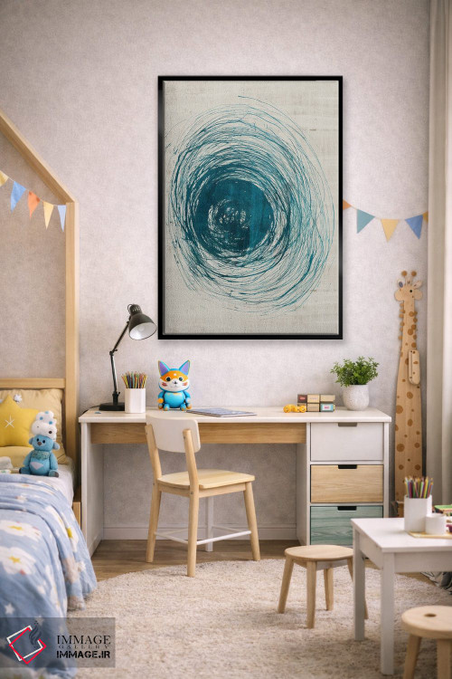 تابلو انتزاعی چرخش های سبزآبی اثر جیکوب کیو - D1B