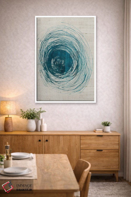تابلو انتزاعی چرخش های سبزآبی اثر جیکوب کیو - D4W