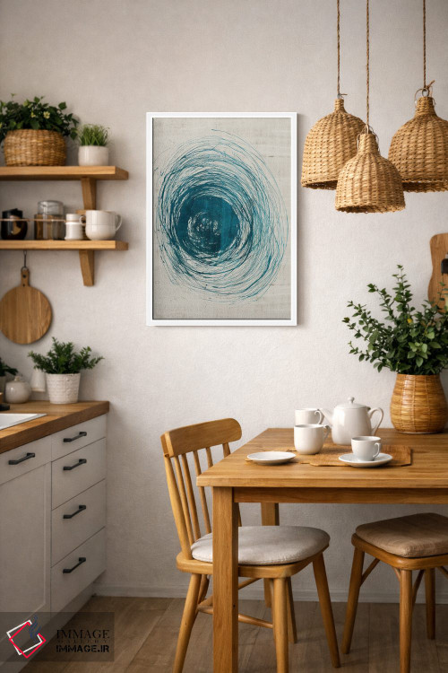 تابلو انتزاعی چرخش های سبزآبی اثر جیکوب کیو - D3W