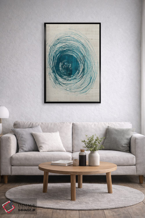 تابلو انتزاعی چرخش های سبزآبی اثر جیکوب کیو - D5B