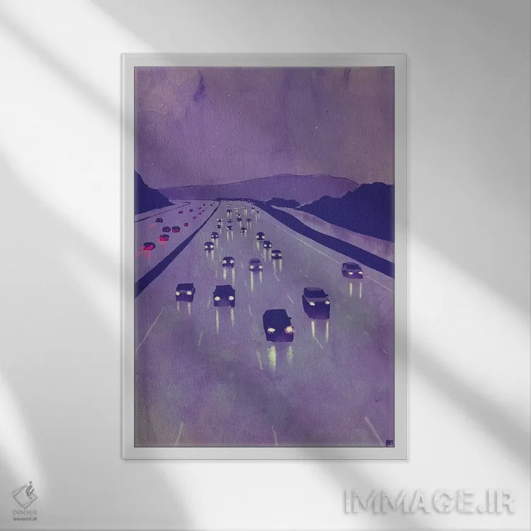 تابلو دکوراتیو منظره شب I اثر جوزپه کریستیانو - نمای قابدار سفید