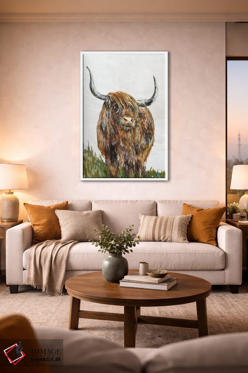 تابلو مدرن گاو قهوه ای مناطق مرتفع اثر جیکوب کیو - D1W