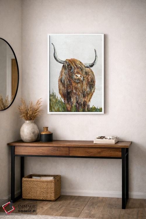 تابلو مدرن گاو قهوه ای مناطق مرتفع اثر جیکوب کیو - D3W