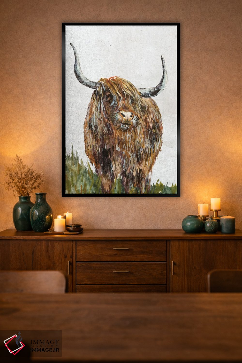 تابلو مدرن گاو قهوه ای مناطق مرتفع اثر جیکوب کیو - D2B