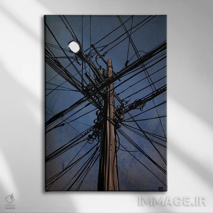 تابلو دکوراتیو سیم ها III اثر جوزپه کریستیانو - نمای روبهرو روی دیوار