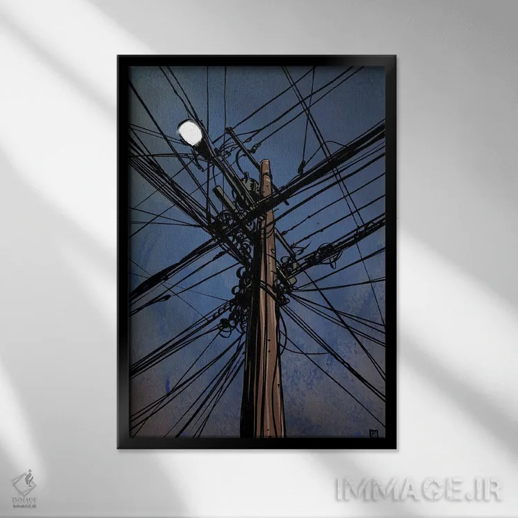 تابلو دکوراتیو سیم ها III اثر جوزپه کریستیانو - نمای قابدار مشکی
