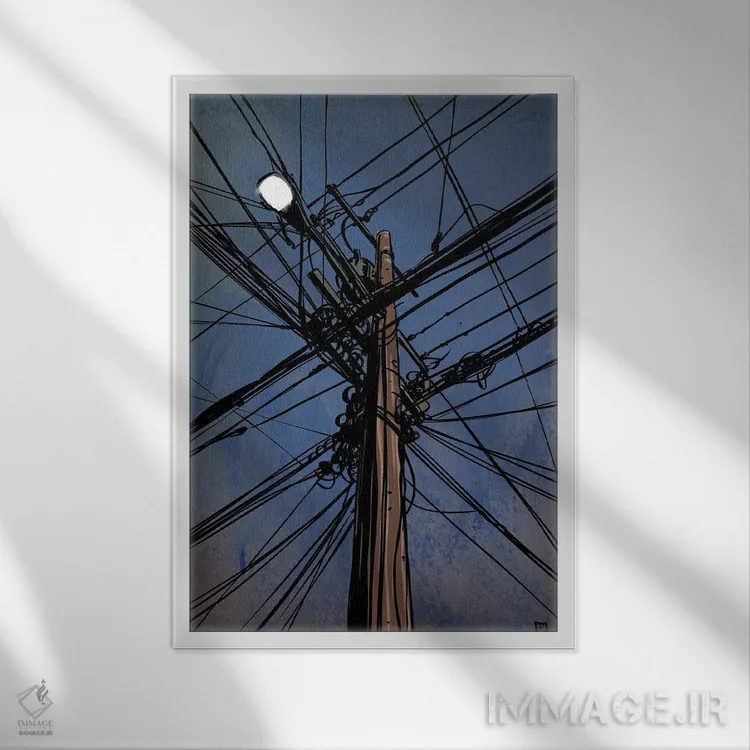 تابلو دکوراتیو سیم ها III اثر جوزپه کریستیانو - نمای قابدار سفید