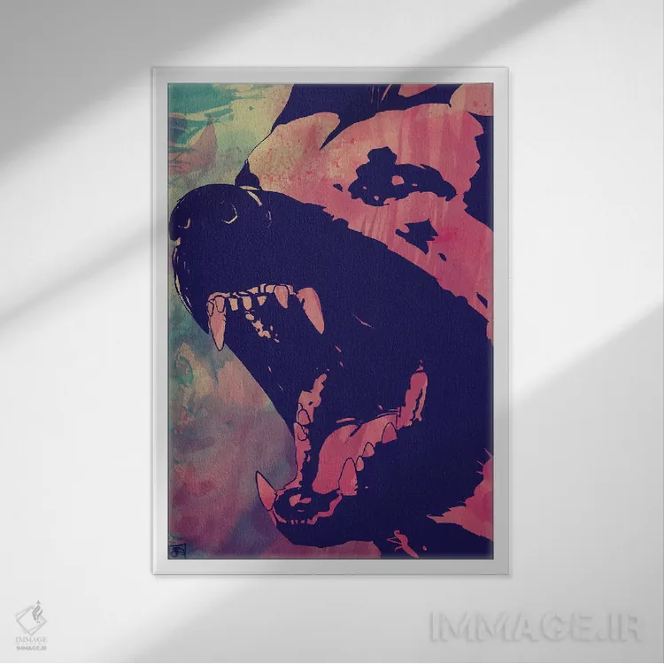 تابلو دکوراتیو سگ اثر جوزپه کریستیانو - نمای قابدار سفید