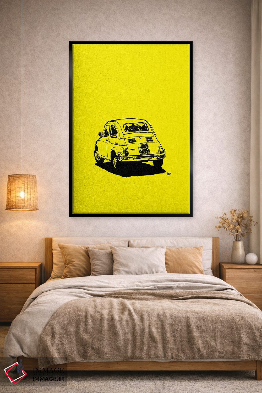 تابلو مینیمال فیات ۵۰۰ زردرنگ اثر جوزپه کریستیانو - D1B